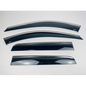 Дефлекторы окон Volvo XC90 2003-2015 (на скотче) с нерж. хром полоской-2